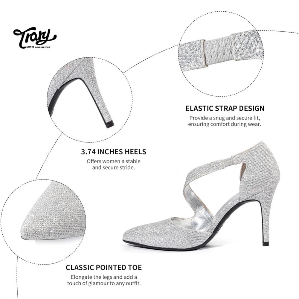 Elegant Silver Women's Heels - Picture 2 of 5
